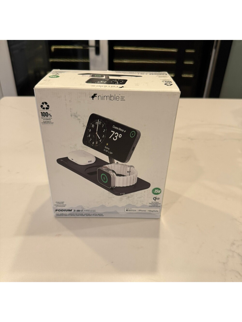 Nimble Podium 3-in-1 Qi2 Wireless Charging Station - MagSafe Black
